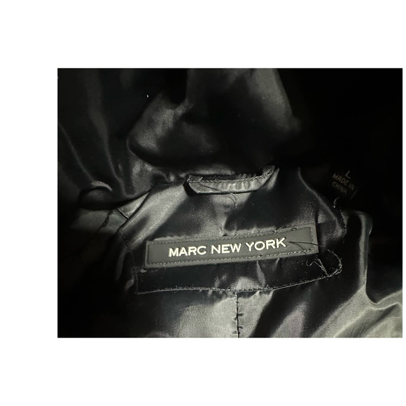 Marc New York Black Down Parka‎ with detachable fur trim hood size L - Picture 8 of 10